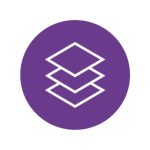 Layers icon: three overlapping white diamond shapes inside a purple circle.